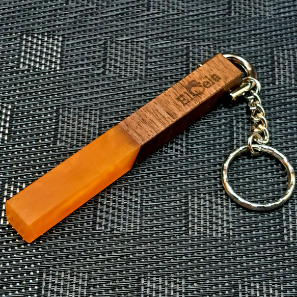 [像寶石一樣閃耀的別緻氣氛的鑰匙扣] Elcela Wood Resin Wooden Orange 第1張的照片