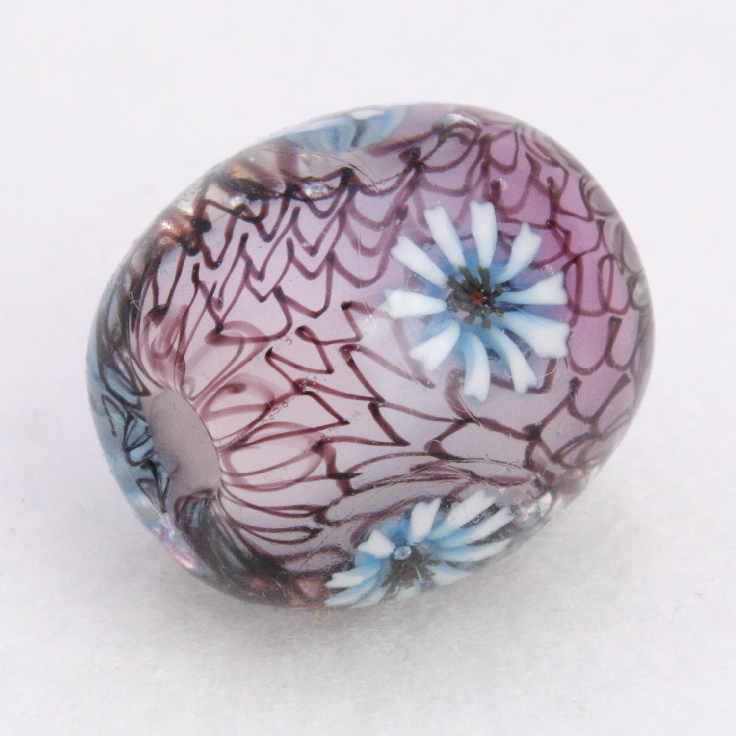 とんぼ玉　ガラス　花とんぼ玉 アミアミ　レース模様  キラキラ