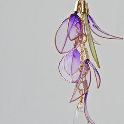 『藤の花』 － 藤の片耳ピアス・イヤリング　ディップアート/ふじ/耳飾り 3枚目の画像