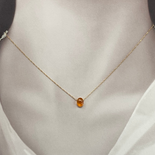 k18YG AU750 18金 天然 マンダリンガーネット ネックレス ネックレス  