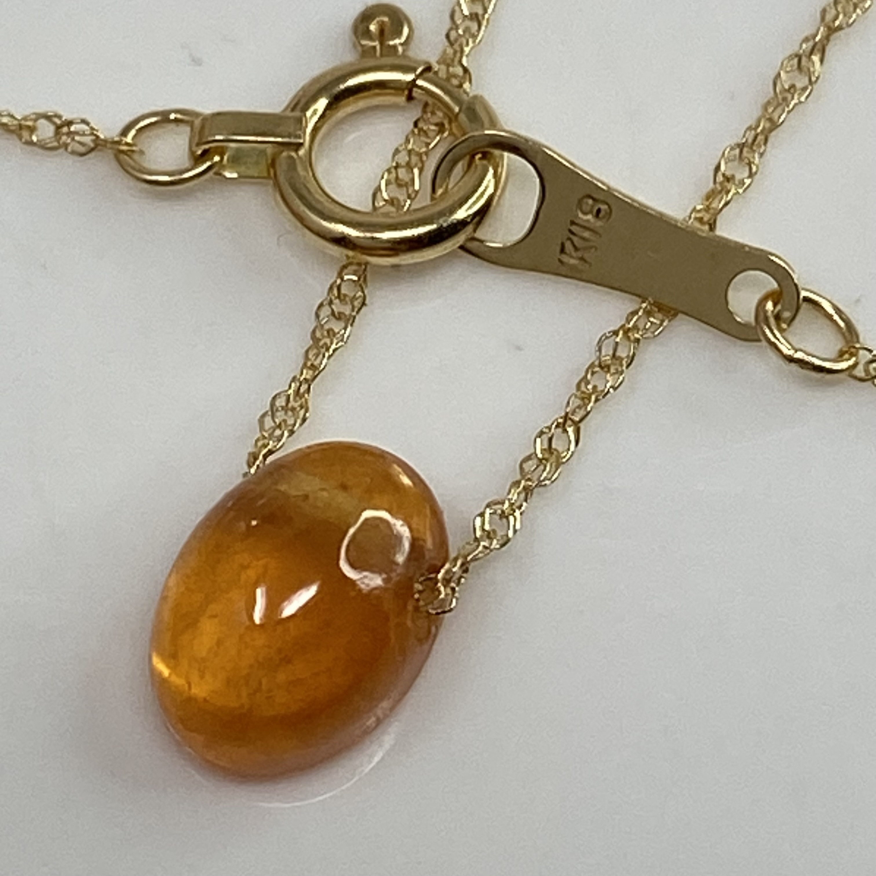 k18YG AU750 18金 天然 マンダリンガーネット ネックレス ネックレス  