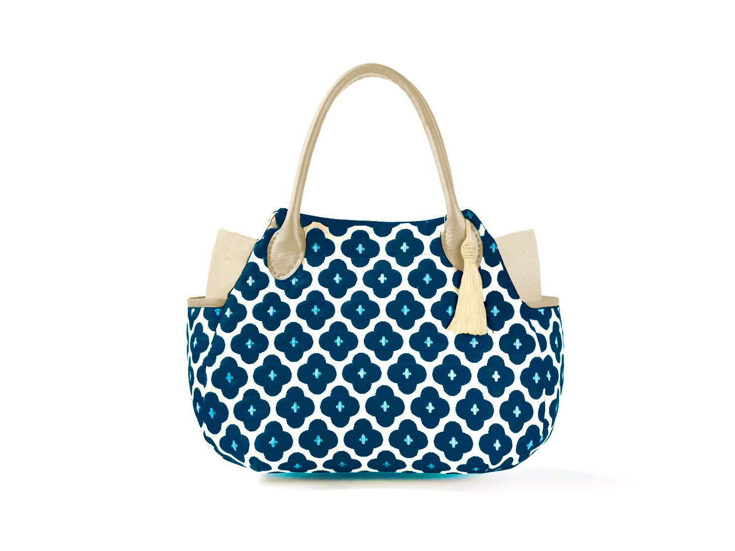 【フランス/ジャガード】インポートファブリックと帆布のころんとトートバッグ【BIGBANG/NAVY BLUE】