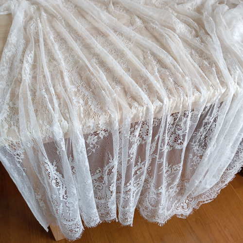 AZ085ホワイト 3M 幅広~150CM チュールレース生地 ラッセルレース