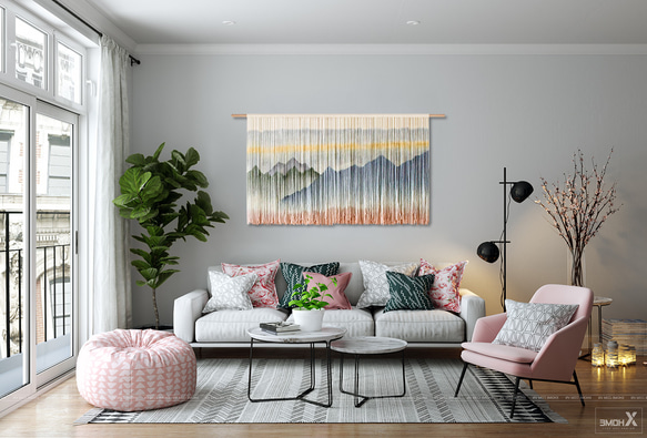 【受注製作】風景画 絵画 タペストリー 壁掛け 手作り アート 芸術 ウォールハンギング 新築祝い・新居祝い 家の装飾 cm 高さ 円幅 アート 90cm ロッドを使用した壁掛けタペストリーの実際の幅は 広くなります #寝室