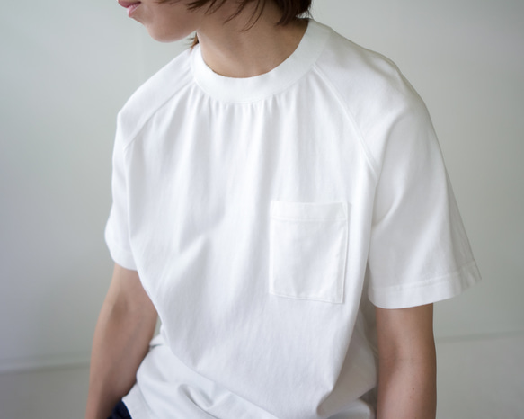 combed cotton/raglan pocket  tshirt /off white/size1 1枚目の画像