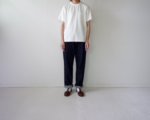 combed cotton/raglan pocket  tshirt /off white/size1 2枚目の画像