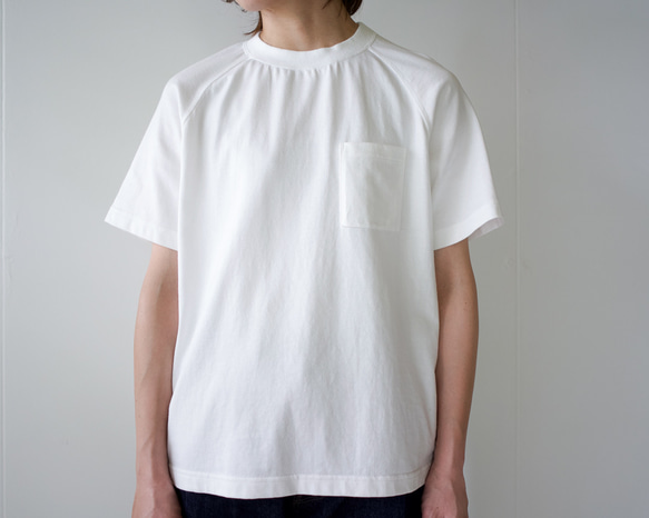 combed cotton/raglan pocket  tshirt /off white/size1 4枚目の画像