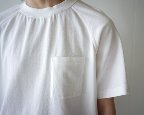 combed cotton/raglan pocket  tshirt /off white/size1 7枚目の画像