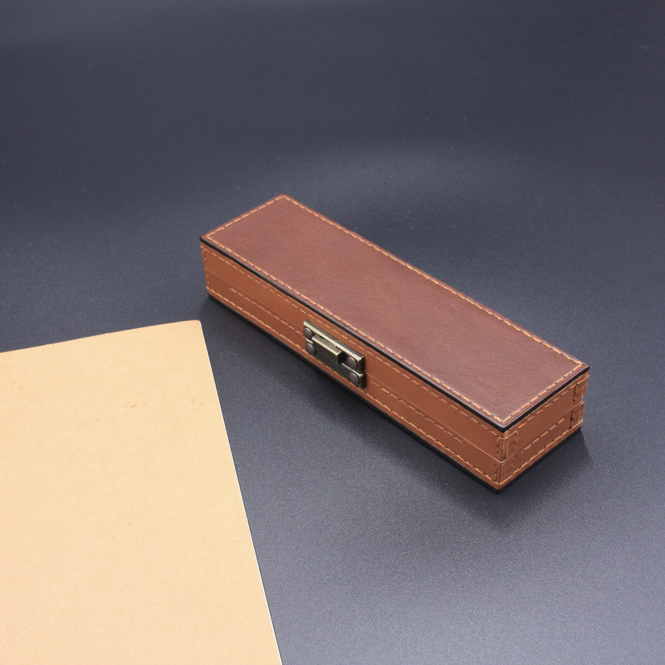 大人のペンケース（焦茶と茶）No.008