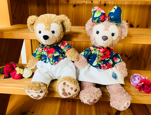 ダッフィとシェリーメイのコスチューム アロハシャツとズボンと