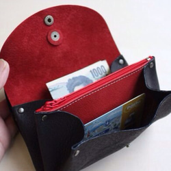 ポシェットにしたピッグスキンの小さなお財布　トリオ 12枚目の画像