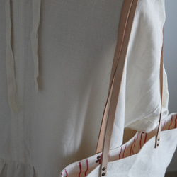 リネンバッグ*リネン帆布の革ハンドルトートバッグ 4枚目の画像