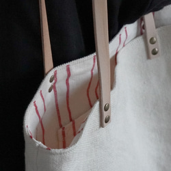 リネンバッグ*リネン帆布の革ハンドルトートバッグ 11枚目の画像