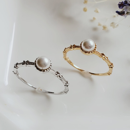 淡水ベビーパールリングSV925カラー選べるミル打ちミニパールリングRS