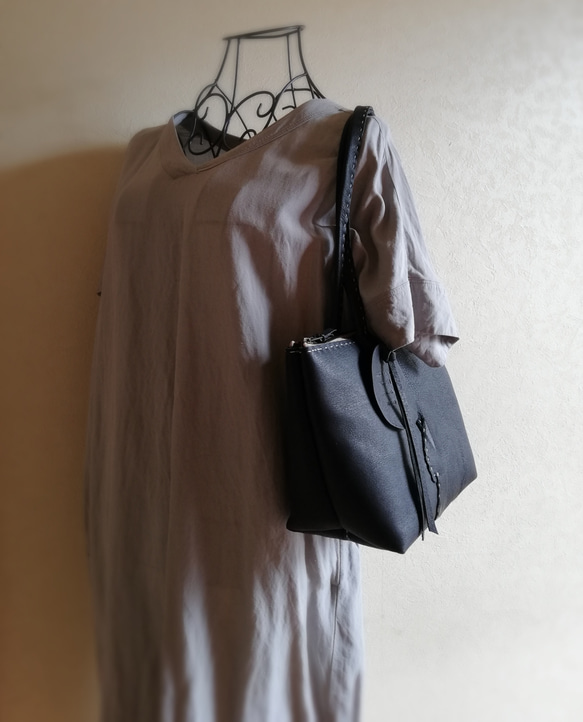 まいにちtote　黒色　ピッグスキンレザー 20枚目の画像