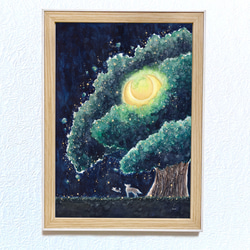 月が落ちた木【狼と月と星】 絵画 kuro 通販 15835569｜Creema