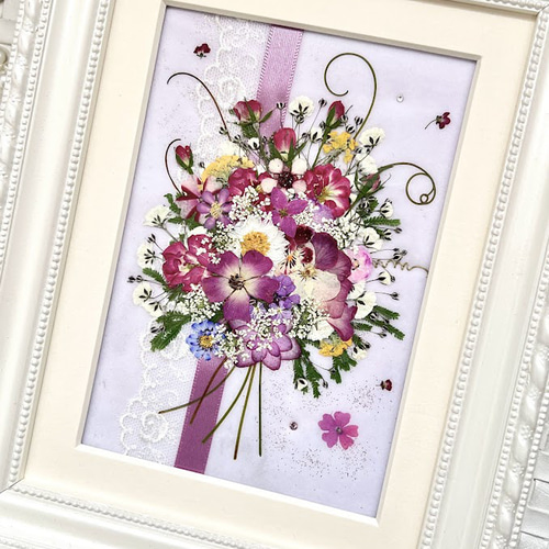 ハンドメイド 押し花 額 押し花アート額-wish- | Hana+