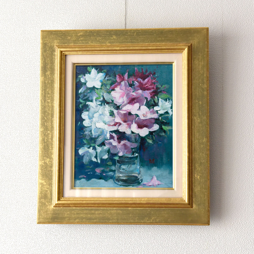 さつき】 油絵原画 F3サイズ 一点物 イーゼル付 豪華プレゼント さつき】 油絵原画 F3サイズ 一点物 イーゼル付 豪華プレゼント