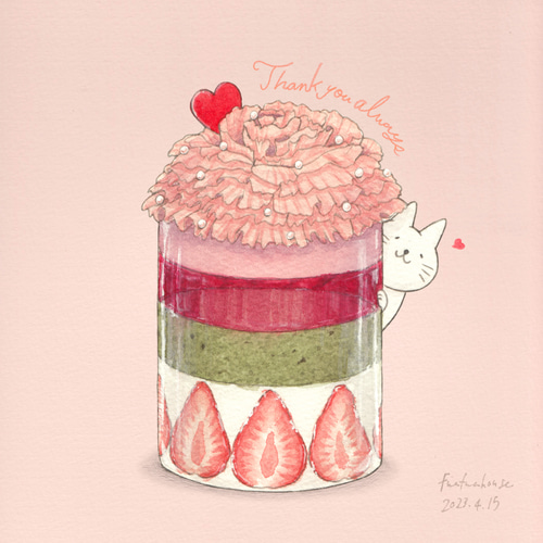 ネコぱんミニイラストフレーム 母の日ケーキ ミニ額 マグネット