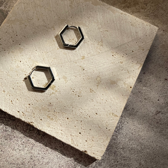 Hexagon hoop pierce〖rco-009〗 -One Touch Series- 　 4枚目の画像