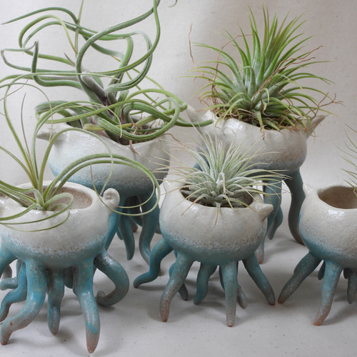 クラゲちゃん陶製植木鉢② 一輪挿し・花瓶・花器 junko-amonon 通販