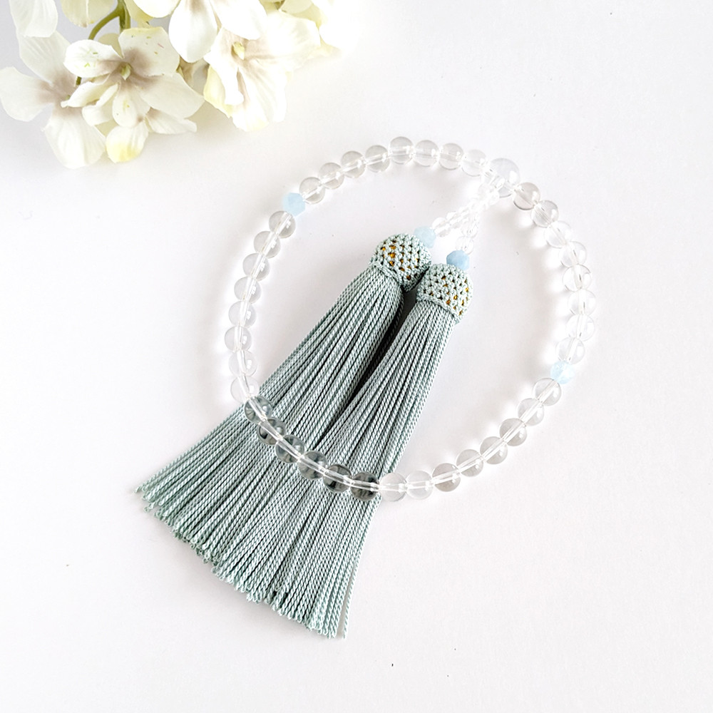 超特価！八宗手掛け念珠あこや真珠7mm正絹桃長房2点白