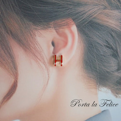 *Porta la felice*ベストセラー  大人気！ H pierce（ゴールド×オレンジ）（大） 5枚目の画像