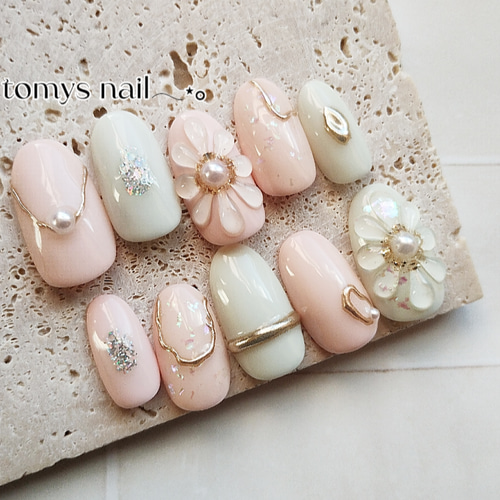 ジェルネイルチップ☆付け爪〜シアーブラウン系☆ぷっくり