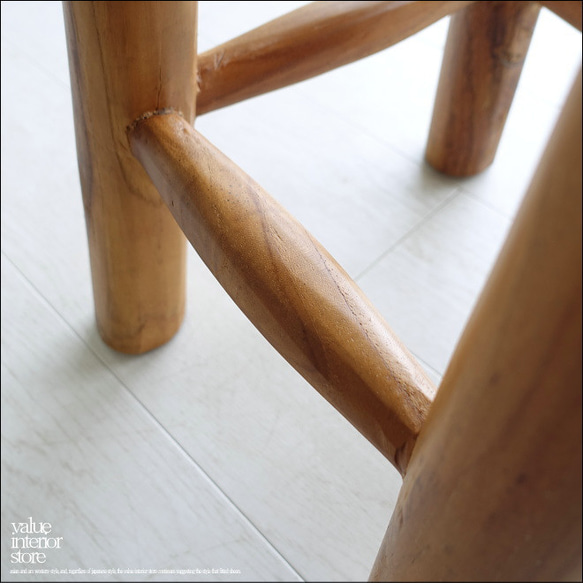チーク無垢材 スツール / CirN 椅子 イス ナチュラル ベンチ カフェチェア 無垢材スツール 手作り家具 花台 3枚目の画像