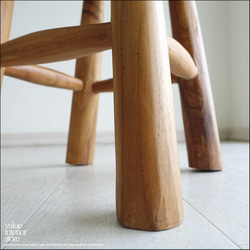 チーク無垢材 スツール / CirN 椅子 イス ナチュラル ベンチ カフェチェア 無垢材スツール 手作り家具 花台 4枚目の画像