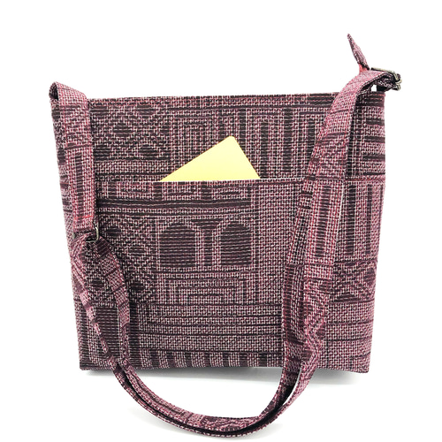 正絹小紋 飛び柄 ピンク 抽象花柄 ショルダーバッグ(斜めがけ) 正絹 単衣紬