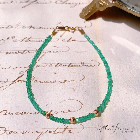 14kgfザンビア産エメラルドブレスレット