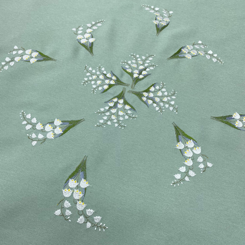 オーダー承ります】愛らしいすずらん刺繍テーブルクロス お色9 オーダー承ります】愛らしいすずらん刺繍テーブルクロス お色9