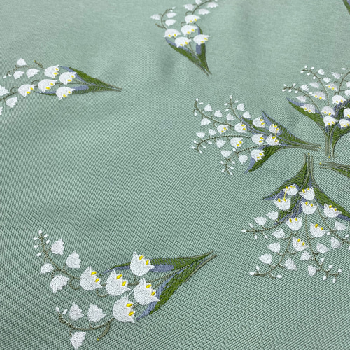 オーダー承ります】愛らしいすずらん刺繍テーブルクロス お色9 オーダー承ります】愛らしいすずらん刺繍テーブルクロス お色9