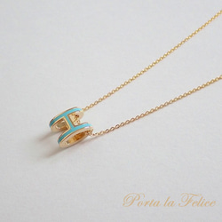 *Porta la felice*ベストセラー 　 大人気！ H necklace （ターコイズ×ゴールド）（大） 6枚目の画像