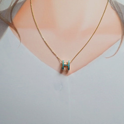 *Porta la felice*ベストセラー 　 大人気！ H necklace （ターコイズ×ゴールド）（大） 7枚目の画像