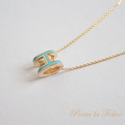 *Porta la felice*ベストセラー 　 大人気！ H necklace （ターコイズ×ゴールド）（大） 3枚目の画像