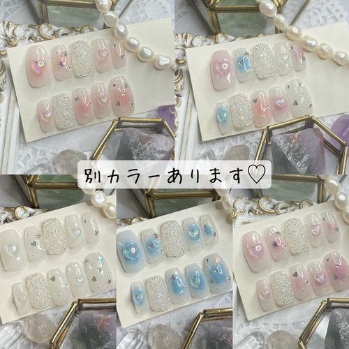 サイズオーダー♡量産型チーク風×ハート×ピクシーネイルチップ  