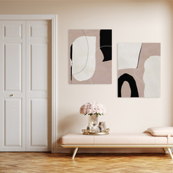 北欧 subdued colors インテリアアートパネル ２枚セット　くすみカラー　ウォールパネル　ファブリックパネル 1枚目の画像