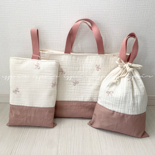 送料無料】入園入学3点セット(ミニさくらんぼ柄) レッスンバッグ