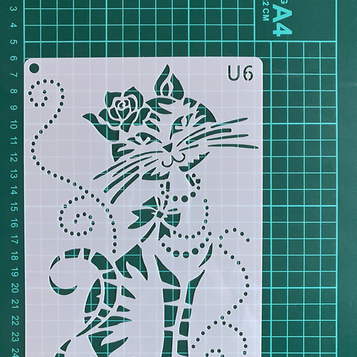 M-35】 ステンシルシート 5枚 セット 花 猫 鳥 ぶどう 編み図