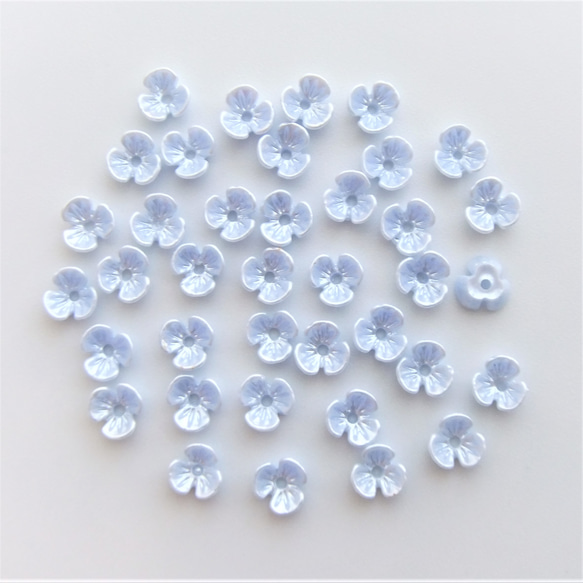 25個・6mm・ブルー・3枚花弁・フラワーパーツ・アクリルフラワー・23041301 4枚目の画像