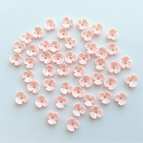 25個・6mm・ピンク・3枚花弁・フラワーパーツ・アクリルフラワー