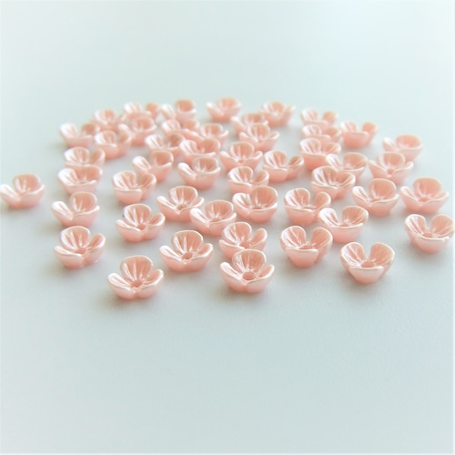 25個・6mm・ピンク・3枚花弁・フラワーパーツ・アクリルフラワー