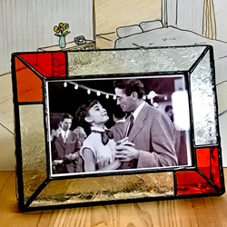 ビンテージ風ガラスを使ったフォトフレーム・ブルーラインの落ち着いた