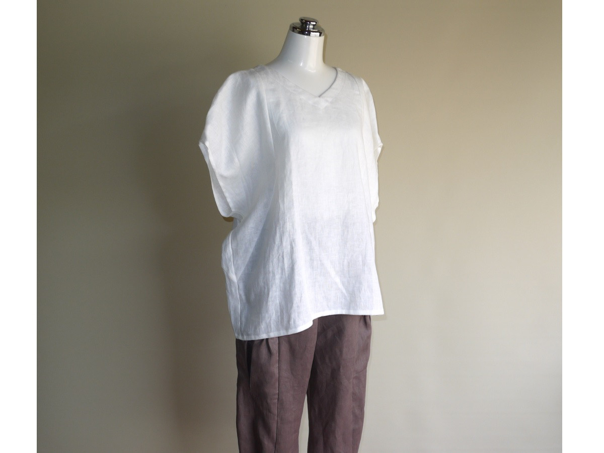 リネン◇ドルマンパフブラウス◆オフホワイト◆フリーサイズ（リネン100％）