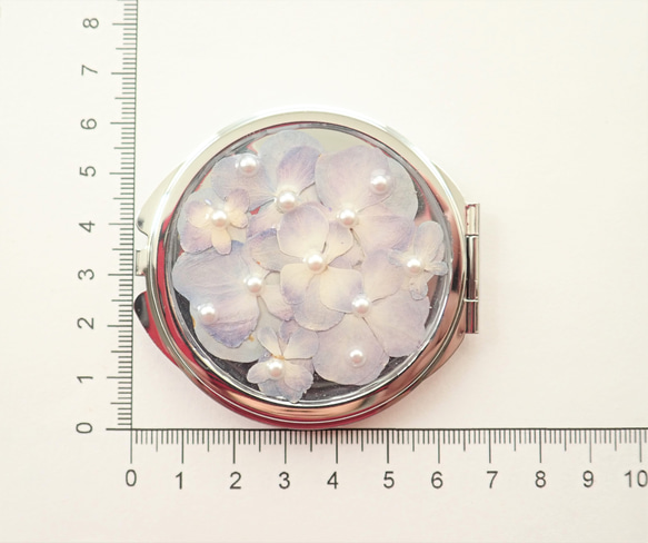 紫陽花の毬　両面コンパクトミラー　Mサイズ 5枚目の画像