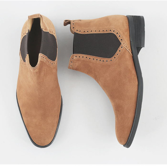 サイドゴアブーツ スエードレザーブーツ レザーシューズ 本革ブーツ SHOES STAR オーダーシューズ 