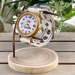 手工手錶Via Aurelia（黑貓白錶盤&amp;義大利牛皮（白色）） 第5張的照片