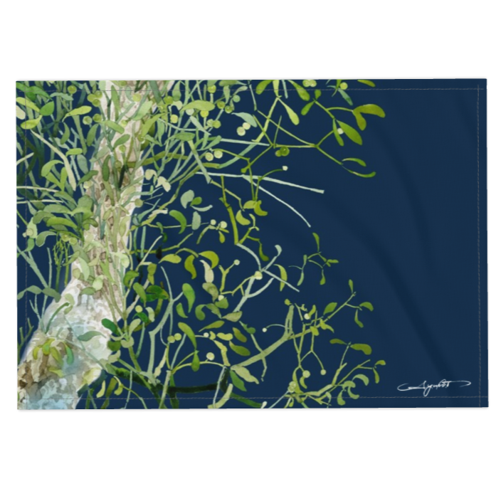 リネン100％ランチョンマット　ヤドリギ